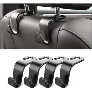 Back  Headrest Hooks, 4 Pack Black Stylish Back  Hanger for  Handbag Clothes Coats Grocery Bags,  Interior Accessories (Black2) new    accessories  gmc 3500 hd 2007 _ 2018 cute   car seat