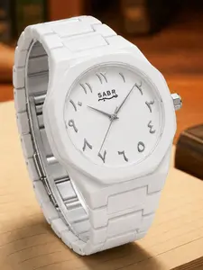 A men's white wristwatch with simple personality, versatile and casual style, durable quartz watch Modern Fashionable Wristwatch Analog Quartz Watch