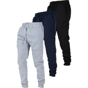 3 Pack Fleece Active Tech Joggers for Men, Mens Sweatpants with Zipper Pockets
