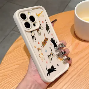 Cute Cat Heart Tpu Anti-Drop Phone Case for iPhone 6/7/8/x/XS/XR/XS Max/11/12/13/14/15/16/17 Pro Max, Perfect Gift for Women and Girls
