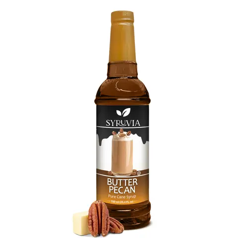 Syruvia Butter Pecan Syrup, Free of Fillers, 25.4 oz Coffee Syrup Concentrate for Coffee Beverages