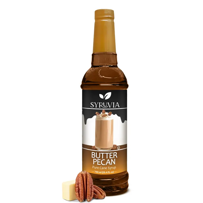Syruvia Butter Pecan Syrup, Free of Fillers, 25.4 oz Coffee Syrup Concentrate for Coffee Beverages
