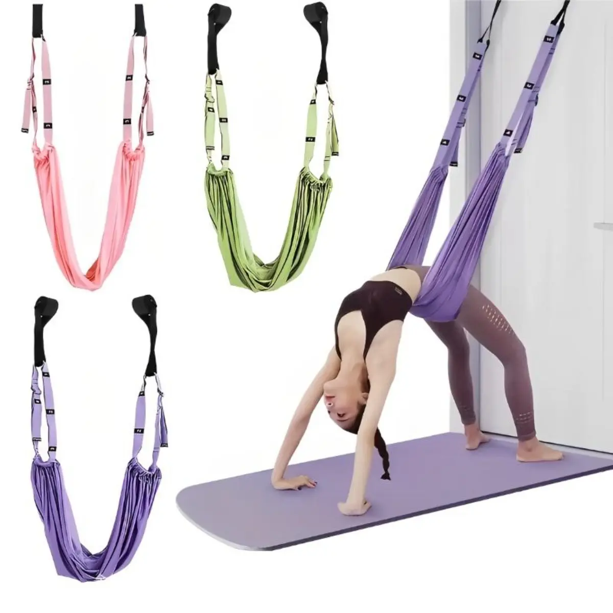Soft Fabric Aerial Yoga Swing, Adjustable Inversion Equipment for Home & Gym, Multifunctional Skin-Friendly Hammock for Dancers & Pilates