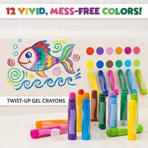 Non Toxic Bath Paint Sticks for Kids 12 Pack - Washable Twistable Gel Crayons for Vivid Drawing on Tub & Tiles. Safe for Toddlers, Mess-Free Creative Fun, Developmental Toy for Baby Boys & Girls, Boosts Imagination & Dexterity with Vibrant Colors, Easy to