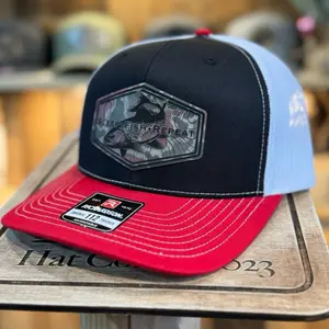 Sleep Fish Repeat trout leatherette patch. Richardson 112 Red/Black/White - fishing hat