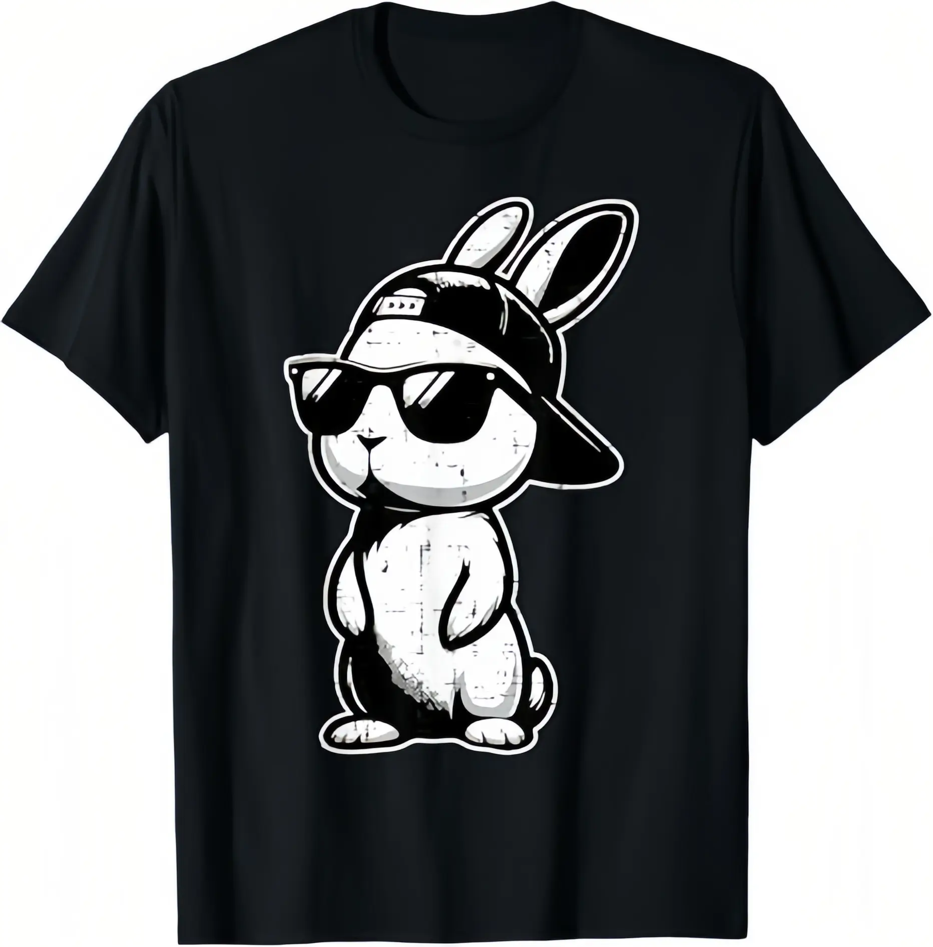 Easter Bunny Baseball Cap Sunglasses Cute Rabbit Mens T Shirt Man Shirt Easter Shirts for men