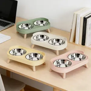 Anti-Tip Dual Bowl Cat Food Bowl, Large Capacity High Design, Universal for Cats and Dogs, Separated Feeding Water Bowls, Pet Essential