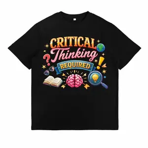 Critical Thinking Graphic Tee Soft Cotton Short Sleeve Casual T-Shirt for Men Women Daily Wear School Study Trendy Intellectual Comfortable Relaxed Fit Top