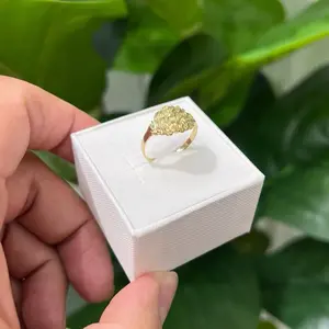 504- 10K Yellow Gold Nugget Ring (W.G) - New Design with Clear Band and Secure Fit