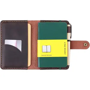 Leather Journal Cover for 3.5"x5.5" Hardcover Notebook, Rustic  Leather Notebook Cover Compatible with Moleskine, Pocket-Sized Hardcover Notebook, Coffee