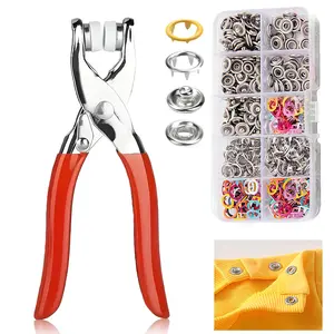 100PCS Metal Snaps Buttons with Fastener Pliers Press Tool Kit Perfect for DIY Crafts Clothes Hats and Sewing, Snap Button Fasteners Kit for Clothing Sewing