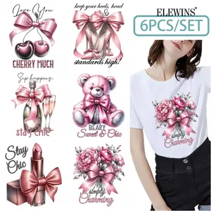 6Pcs Retro Valentine's Day Gold Foil DTF Transfer Heat Transfer Vinyl for Tshirt Hoodie Jeans Backpack Pillow Machine Washable DIY Craft Gift for Men Women