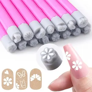 Nail Art Stamp Pen Set, 10 Counts Flower Butterfly Pattern Nail Transfer Print Tool, Non-alcoholic Nail Stamping Kit for Women, Nail Design Pen