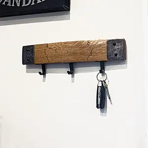 Rustic Barrel Stave Wall Mount: Key Chain, Coat, Towel & Leash Hanger
