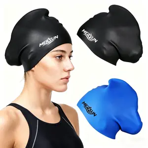 MERSUN Swim Cap Long Hair 2 Pack Swimming Caps for Women Silicone Swim Caps Keep Hair Dry Waterproof Comfortable Flexible Durable Bathing Cap Tear-Proof Design Large Women Adult Swimming Cap 10+ Years Girls