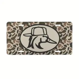 Duck Hunting Camo Custom License Plate, 12x6 Aluminum Personalized Car Plate for US Vehicles, Mallard Head Design Vintage Outdoor Hunting Gift Vanity Tag, Custom License Plates