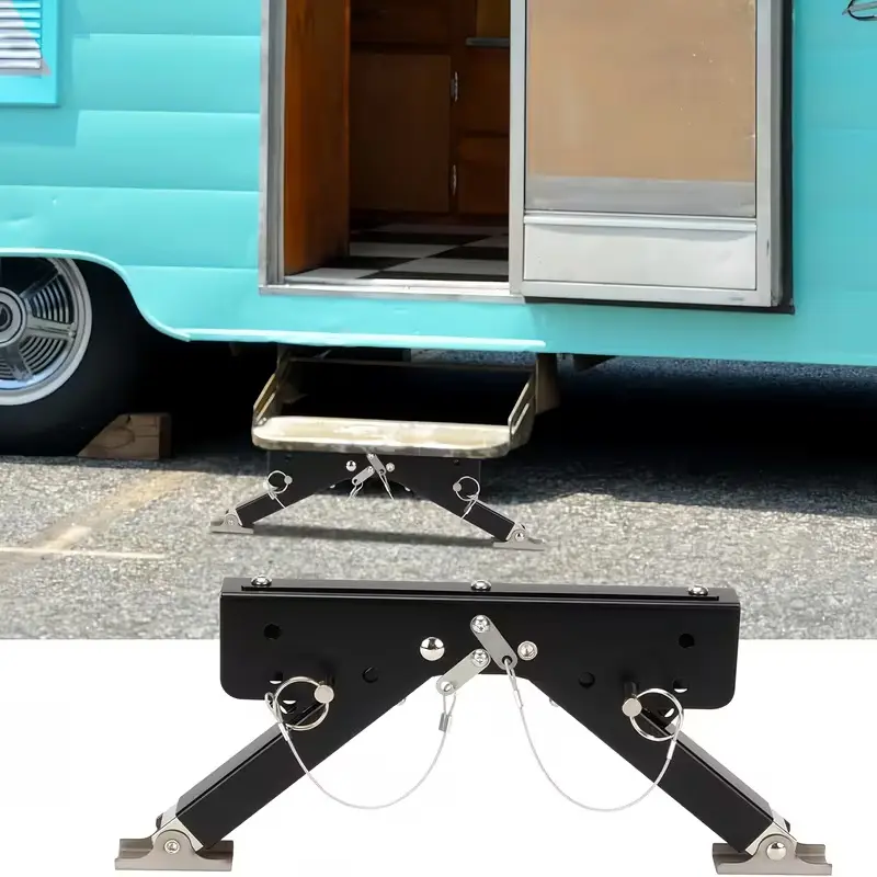 Adjustable RV Step Stabilizer Kit - Portable & Foldable Ladder Support for 5th Wheels, Trailers & Motorhomes, Easy Install, Enhances Stability & Protects Steps, Caravan, Camping