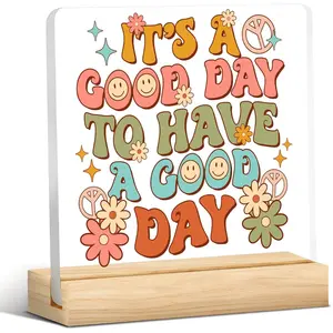 It's a Good Day Desk Sign - Positive Decor - Motivational Gifts for Women - Inspirational Desk Art Decor - Good Vibes, Cheerful Support Mindset, Emotion Decoration for Home Office, Acrylic Plaque Sign, Acrylic Desktop Decoration
