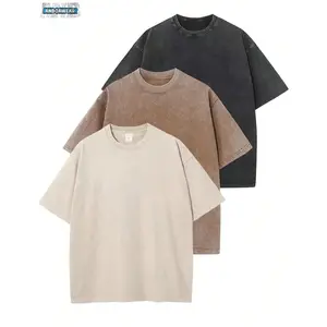 ANDORWEAR Three-Piece Solid Color T-Shirts Fashion Retro Men's 230g Heavyweight Cotton Dropped Shoulder Design Unisex Short-Sleeve T-Shirts For All Seasons Casual Occasions Gift For Boyfriend 100% Pure Cotton Streetwear, loungewear t shirt