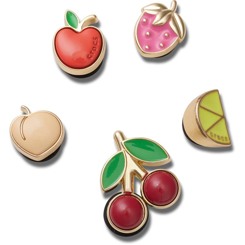Crocs Jibbitz Gold Cherry and Fruit Jewelry Shoe Charms 5 Pack