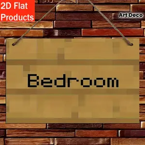 FRANALA Pixel Art Bedroom Sign - Retro Game Style Wooden Wall Decor Recycled Wood Mosaic Texture, Easy to Install and Durable Wall-Mounted Sign, Suitable for Game Room, and Rustic Bedroom Decor