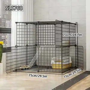 Cat Cage for Home Indoor Use, Two-Layer Free Space for Kittens and Small Pets, Play and Rest Cat Shelter, Empty Cat Cage, Escape Proof Kennel