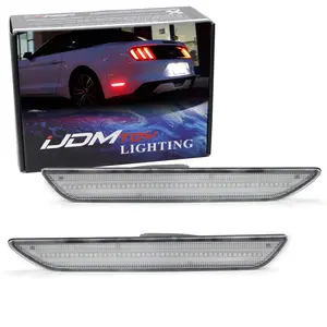 iJDMTOY For Ford 2015-23 Mustang, Clear Lens Red Full LED Rear Side Marker Light Kit Powered by 48-SMD LED