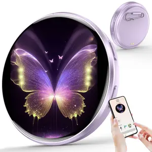 Digital Badge with Touch Screen & LED Display Badge Customizable Anime Style Wearable Dynamic Smart Button for FIFA World Cup Easter Cosplay Fandoms Flower Brooch Pin Fashion Accessory