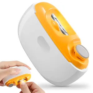 Electric Nail Clipper - 2 in 1 Smart Electric Nail Trimmer for Seniors, Adults, Baby, Children, Polishing Clipper with LED Light, 2 Adjustable Speeds, USB Rechargeable Automatic Nail Trimmer (White)