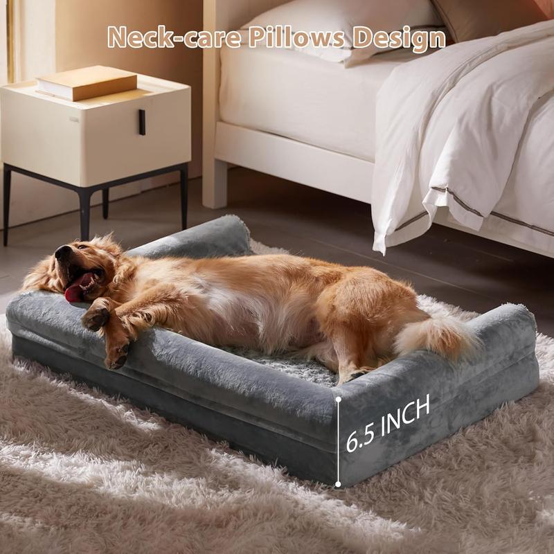 XXXL Extra Large Calming Dog Bed Orthopedic Memory Foam Sofa Bed for Small Medium Large & Extra Large Dogs Waterproof Removable Plush Cover 42 x 30 x 6.5 Inches