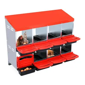 8-Hole Chicken Nesting Boxes with Lid & Legs - Durable Egg Laying Box for Chicken Coop, Keeps Eggs Safe & Clean, Easy Access Design, Red