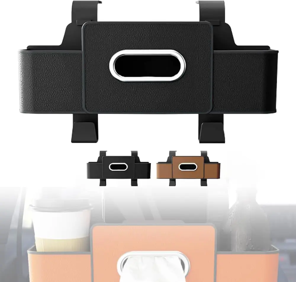 3-in-1 Back Seat Car Organizer Car Backseat Storage Box with Cup Holder Tissue Box&Hooks Multifunctional Waterproof Storage for Hold Phones Drinks Handbags
