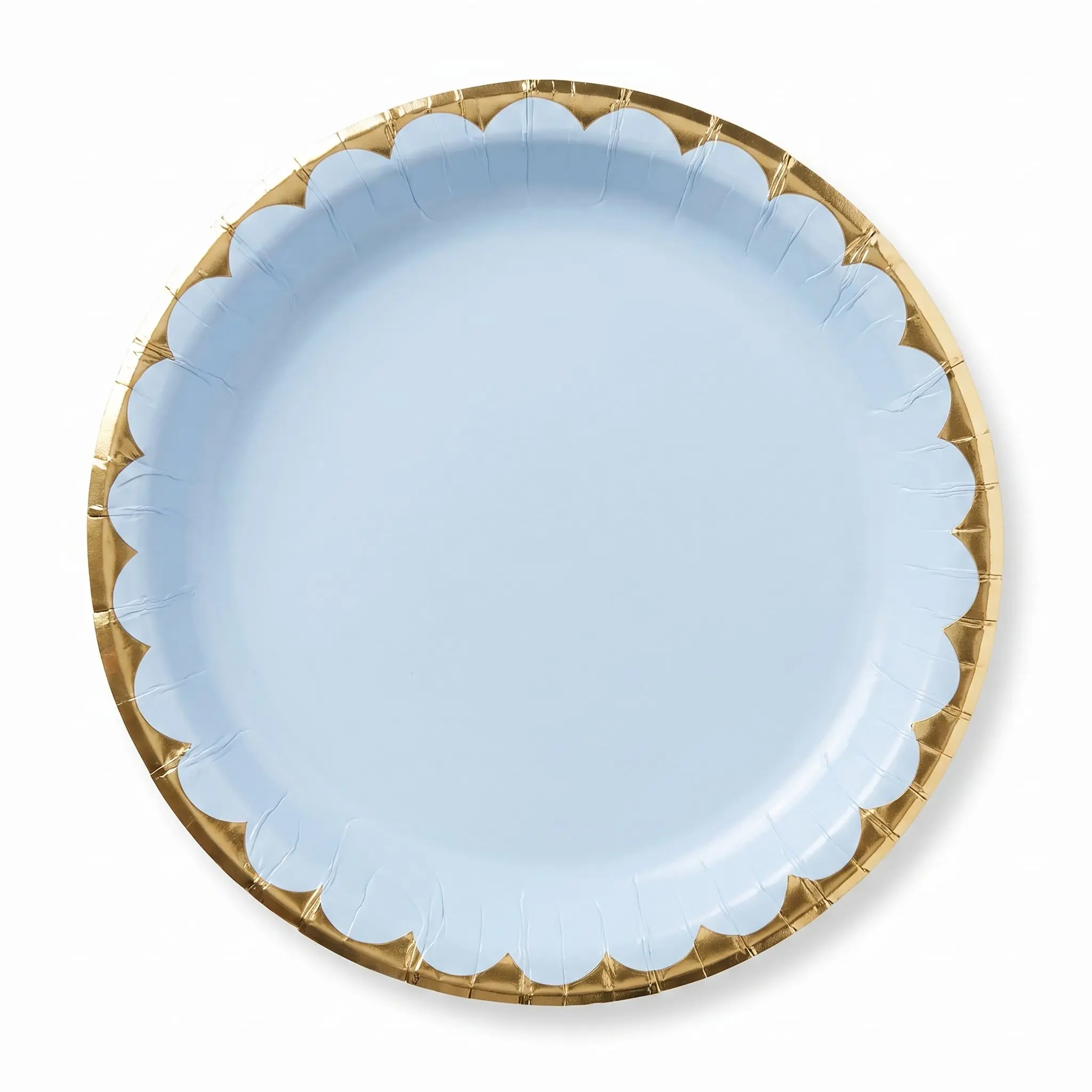 Elegant 10" Ice Blue and Gold Paper Plates