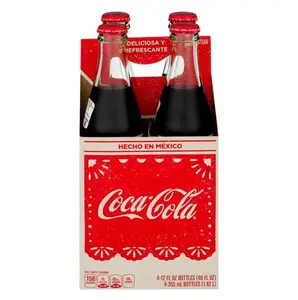 Coca-Cola Mexican Coca Cola Soda Glass 4 Bottles - Authentic Taste Experience Sweetened with Cane Sugar Hecho en Mexico