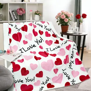 Valentines Day Throw Blanket Love Heart Blankets Soft Lightweight Cozy Plush Blanket for Valentine Day Decor Gifts