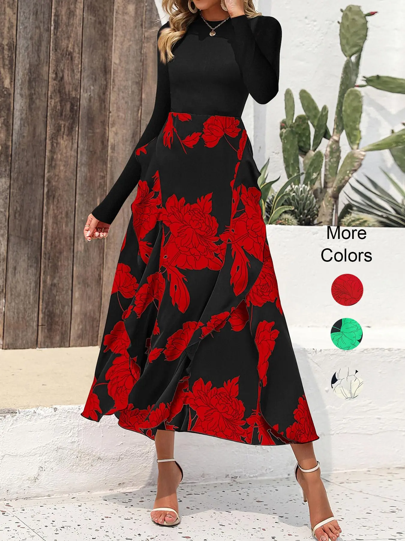 Women's Casual Sleeveless Summer Dress, Spring Round Neck Patchwork Long Dress, Chic Elegant Bohemian Floral Design, Ideal for Cocktail Parties, Boho Summer Dresses
