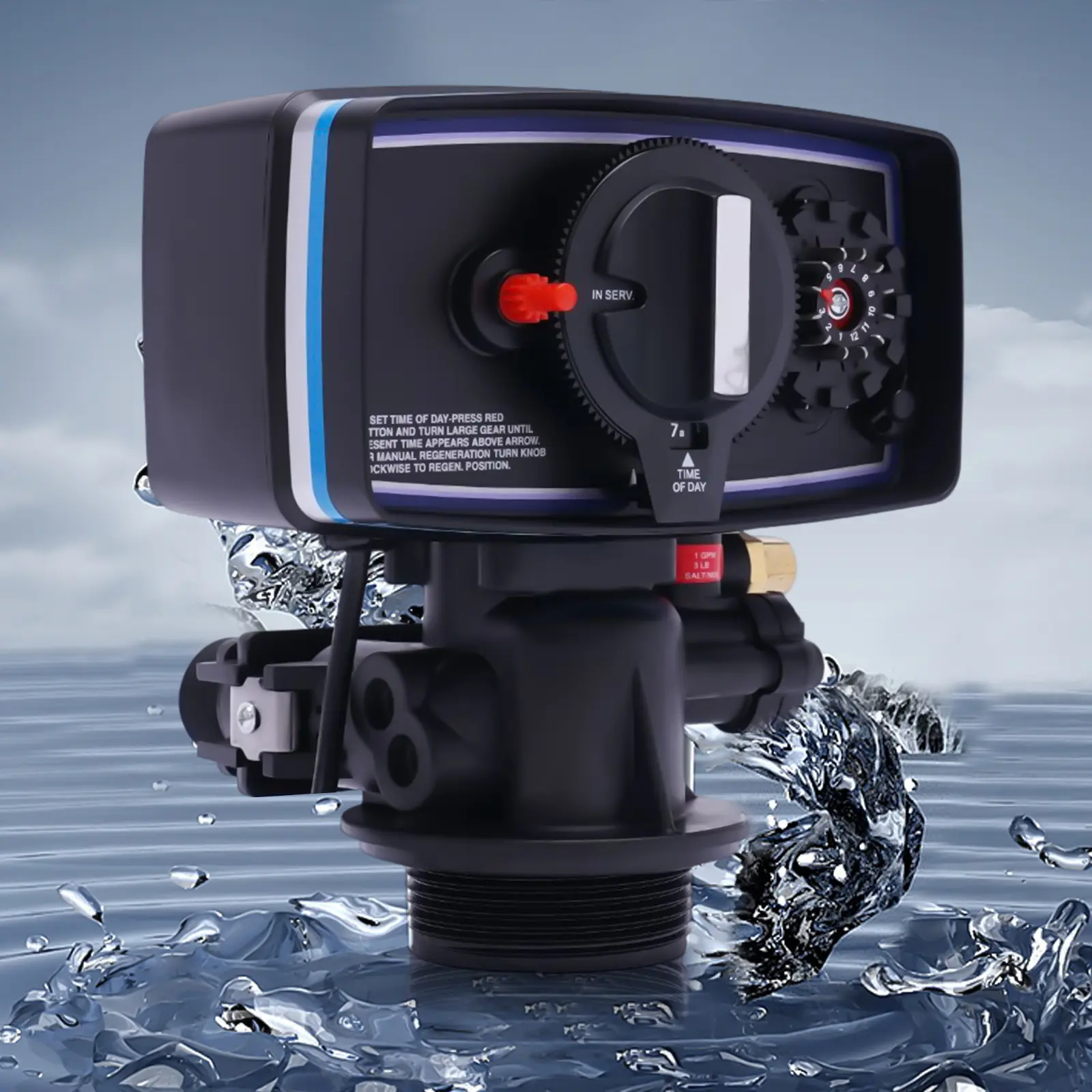 ABS Material Water Softener Time Clock Control Valve - 1.1" Inlet/Outlet, 12-Day Max Regeneration Cycle, Siphon Regeneration, 110V, 1.75kg, Easy to Install, Eliminates Scale Accumulation, for Industrial Boiler, Heat Exchanger, Water Treatment System, Elim