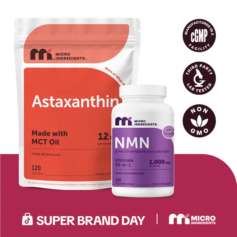 Brooke's Anti-Aging Bundle: NMN Complex 1000mg 120 Capsules & Astaxanthin 12mg 120 Softgels