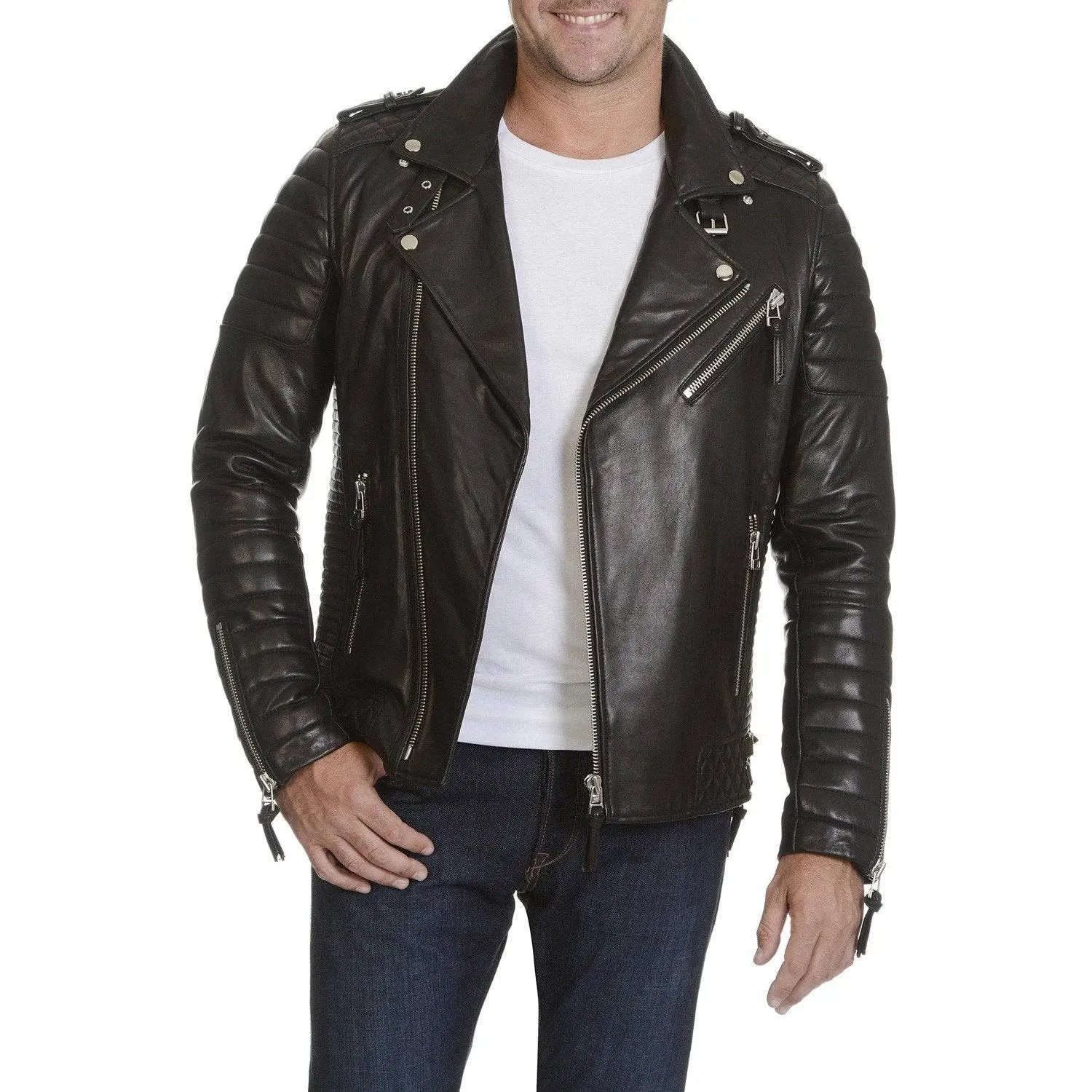 Mason & Cooper Men's Moto Genuine Leather Jacket Mason & Cooper Men's Moto Genuine Leather Jacket