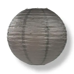 30" Driftwood Grey Jumbo Round Paper Lantern, Parallel Ribbing, Chinese Hanging Wedding & Party Decoration