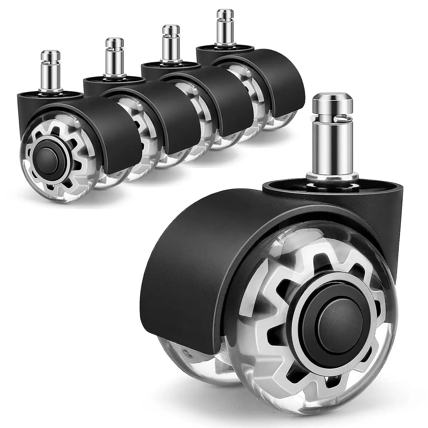 Office Chair Wheels,5 Pack (11x22 mm) Universal Caster Wheels Replacement for All Hardwood and Carpet Floors, Heavy Duty Roller Style Computer Desk Chair Casters