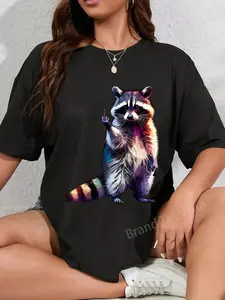 100% Cotton Raccoon Middle Finger Trash Panda Racoon Sarcastic Humor T-Shirt