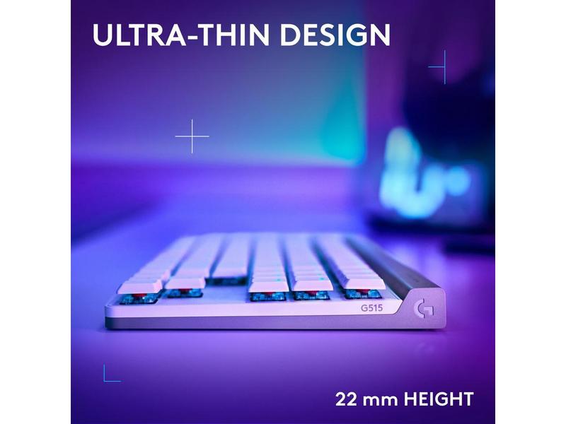 Logitech G515 LIGHTSPEED TKL Low Profile Wireless Gaming Keyboard - GL Brown Tactile Switches, LIGHTSYNC RGB, Thin Tenkeyless Design, PBT Keycaps - White