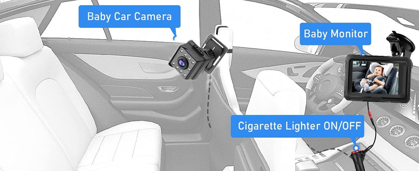 Baby Car Monitor with Night Vision HD 1080P Rear or Front Facing Secure Backseat Camera 4.3 Display Easy Install for Newborns Toddlers Infant Car Cameracar Monitor Safety