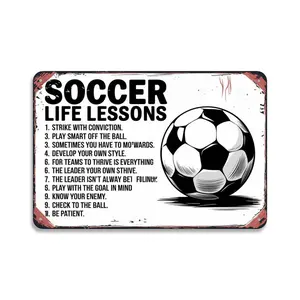 Soccer Life Lessons Motivational Tin Sign， Vintage Soccer Quotes Metal Sign Print Aesthetic Room Decoration for Home Bedroom Kitchen Dorm Bathroom Wall Decor 8 X 12， Easy to Hang