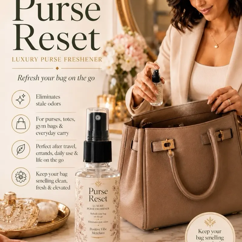 Purse Reset Luxury Purse Freshener - Premium Scented Refresher for Purses Totes & Backpacks - Eliminates Stale Odors - Perfect for Daily Use & Travel - Soft Polished Scent