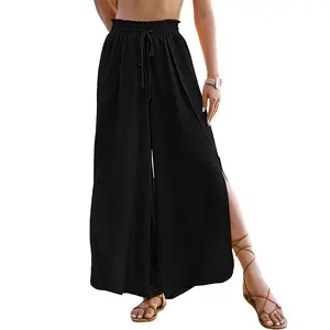 Bsubseach Swim Beach Cover Up Pants for Women Flowy Pant Wide Leg Bathing Suit Coverup Swimsuit Palazzo with Slits