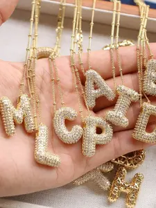 Rhinestone Letter Pendant Necklace, Initial Letter Necklace, Fashion Jewelry for Party, Daily Clothing Decor, Trendy All-match & Exquisite Jewelry for Birthday Gift, Fashion Jewelry Accessories