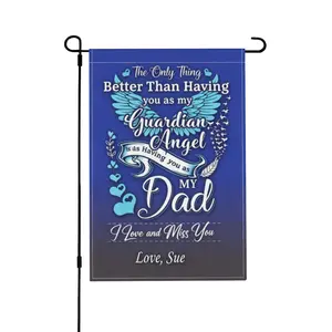 Personalized Memorial Garden Flag - Memorial Theme, Outdoor Rectangular Banner, Vibrant Print, In Memory of Dad, Guardian Angel Remembrance, Sympathy Gift for Father's Loss, Cemetery Decor