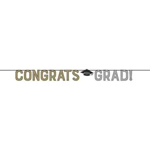 Grad Glamor Shaped Banner with ribbon, 1/Pkg